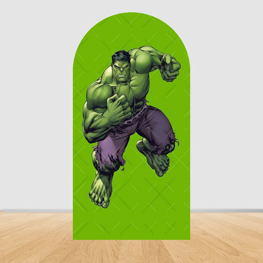 Bosszúállók Hulk boltíves parti háttér – ugró póz, egyszínű zöld háttér