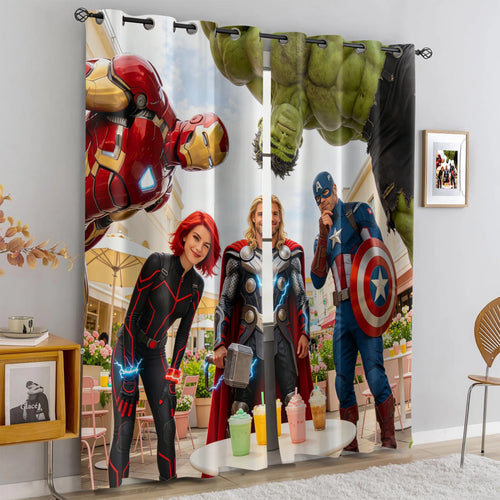 Avengers Superhero-gardiner – Röda mörkläggningsgardiner med teamet