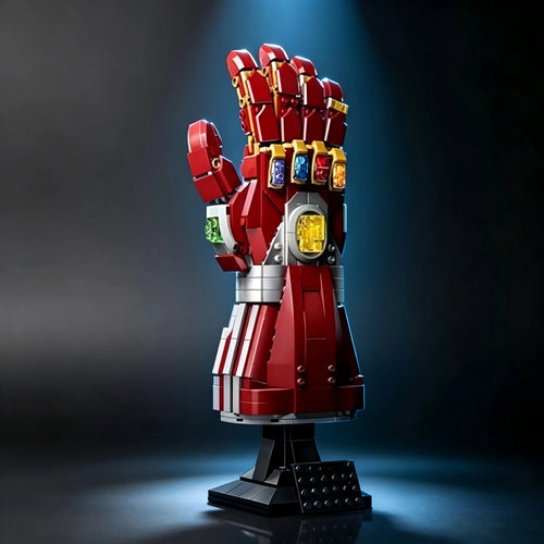 Puzzle 3D Manopla Nano do Infinito Iron Man - Conjunto de construção com 675 peças, vermelho e dourado