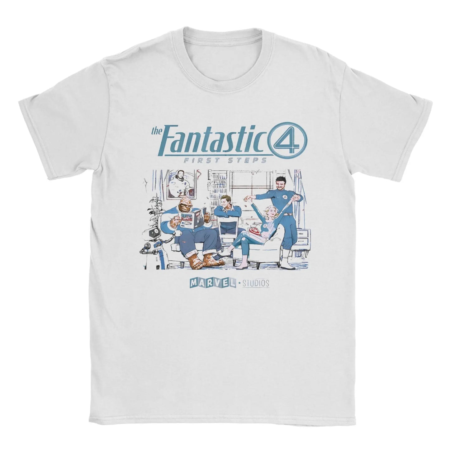 T-shirt The Fantastic 4 First Steps – poster rétro bleu unisexe