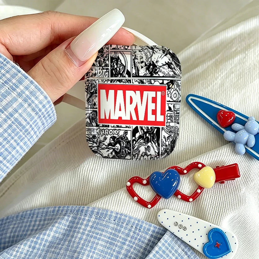 Marvel Comics-fodral för AirPods – Svartvitt serietidningsmotiv