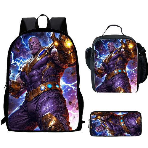 Thanos-ryggsäckset i 3 delar med blixtar – Upplyft näve, skolset för barn