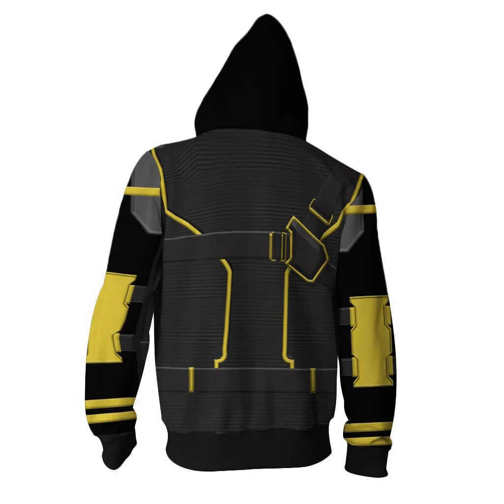 Hawkeye Hoodie - Quantum Suit Design in Black and Yellow