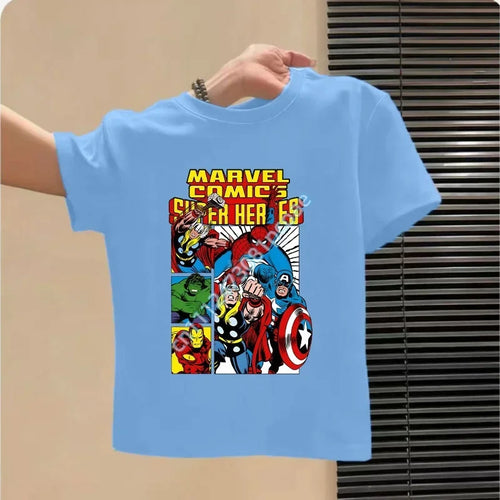 Kids' Avengers T-Shirt - Sky Blue Group Design