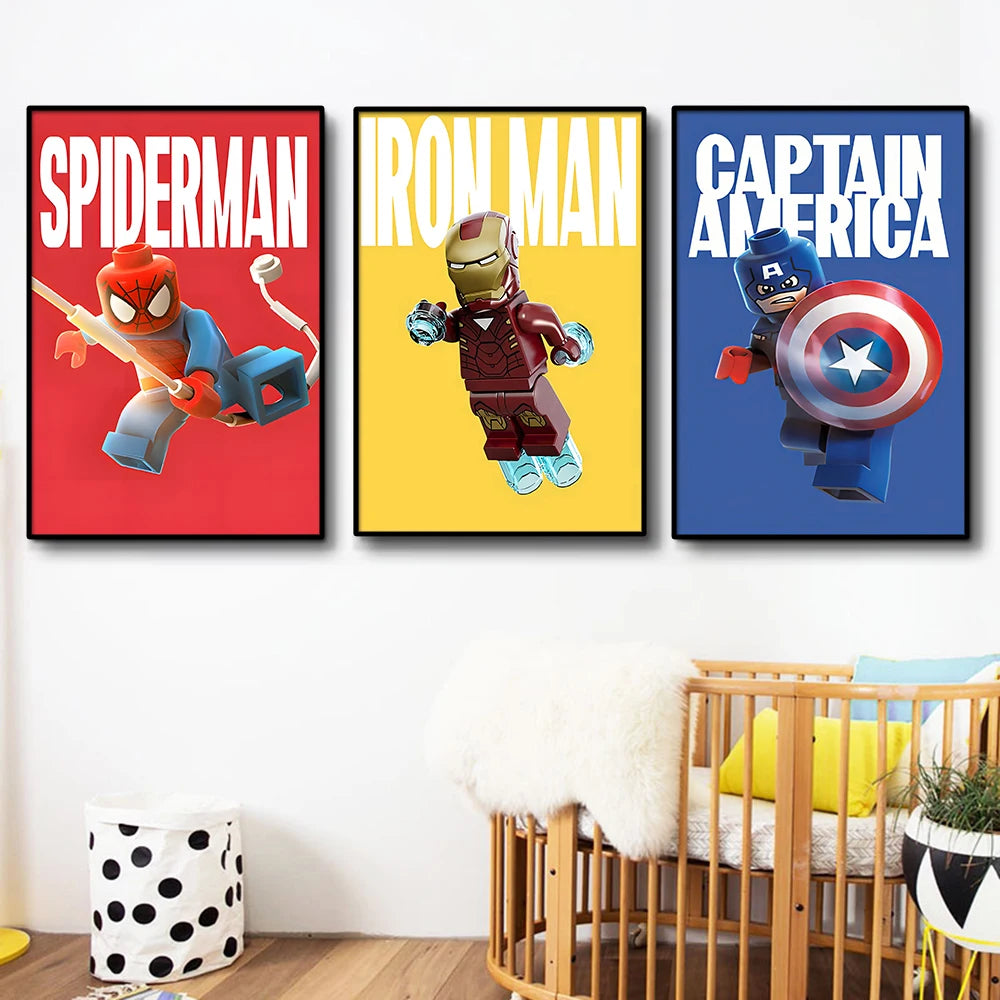 Avengers Iron Man Poster - Lego Style, Yellow Background