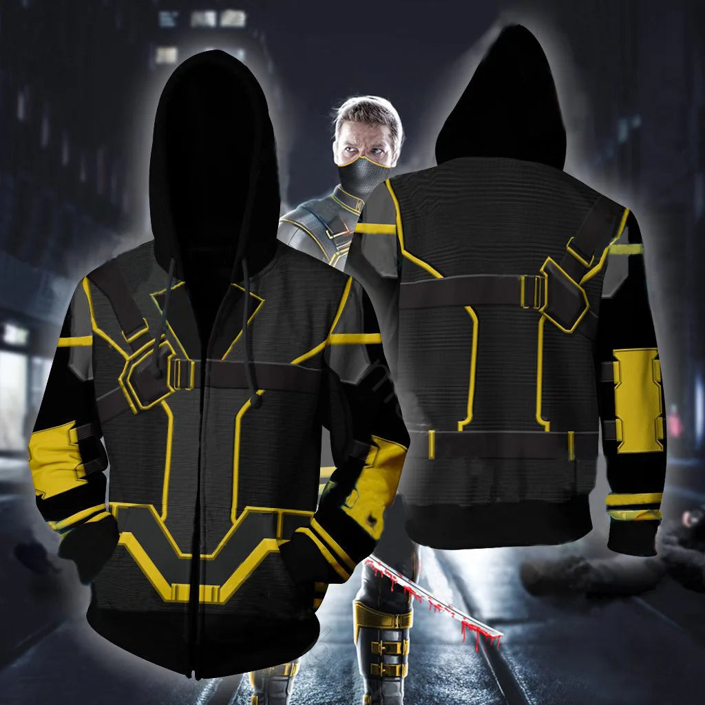 Hawkeye Hoodie - Quantum Suit Design in Black and Yellow
