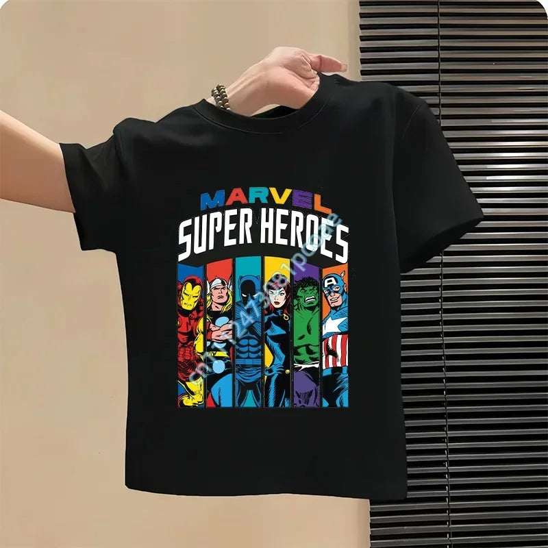 Kids' Avengers Super Heroes Portraits T-Shirt - Black