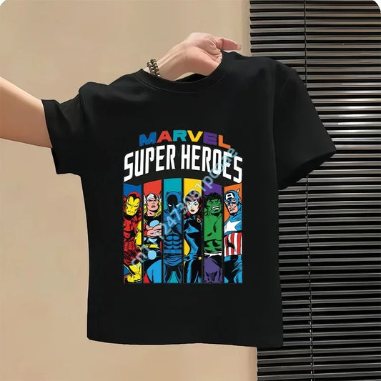 Avengers T-shirt för barn – Super Heroes-porträtt, svart
