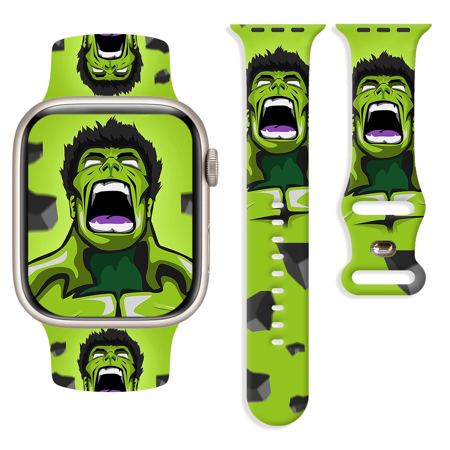 Apple Watch Hulk szíj – világoszöld, üvöltő arc