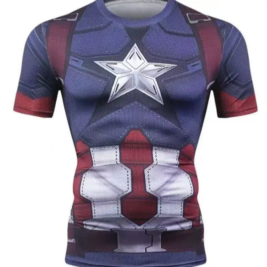 Kompresní dres Captain America – hvězda a diagonální pruhy