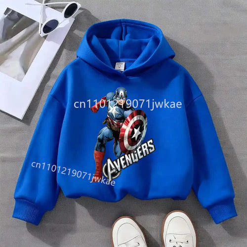 Avengers huvtröja för barn med Captain America solo – kungablå