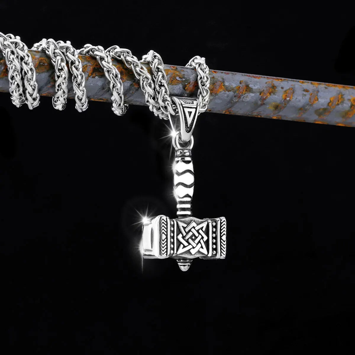 Colar Pendente Martelo de Thor - Mjolnir Estilo Viking em Aço