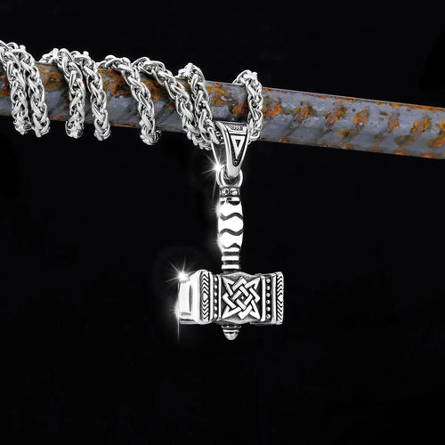 Colar Pendente Martelo de Thor - Mjolnir Estilo Viking em Aço