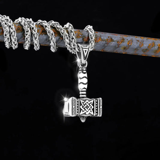 Colier cu pandantiv ciocanul lui Thor – Mjolnir, stil viking, oțel