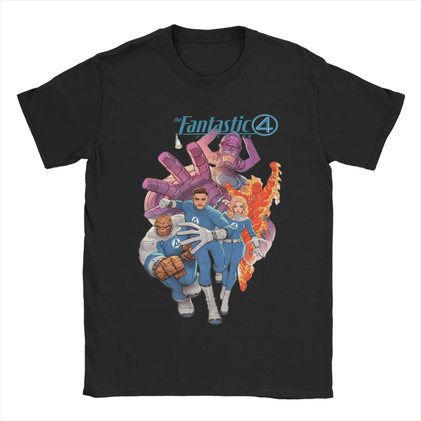 T-shirt The Fantastic 4 First Steps – poster rétro bleu unisexe