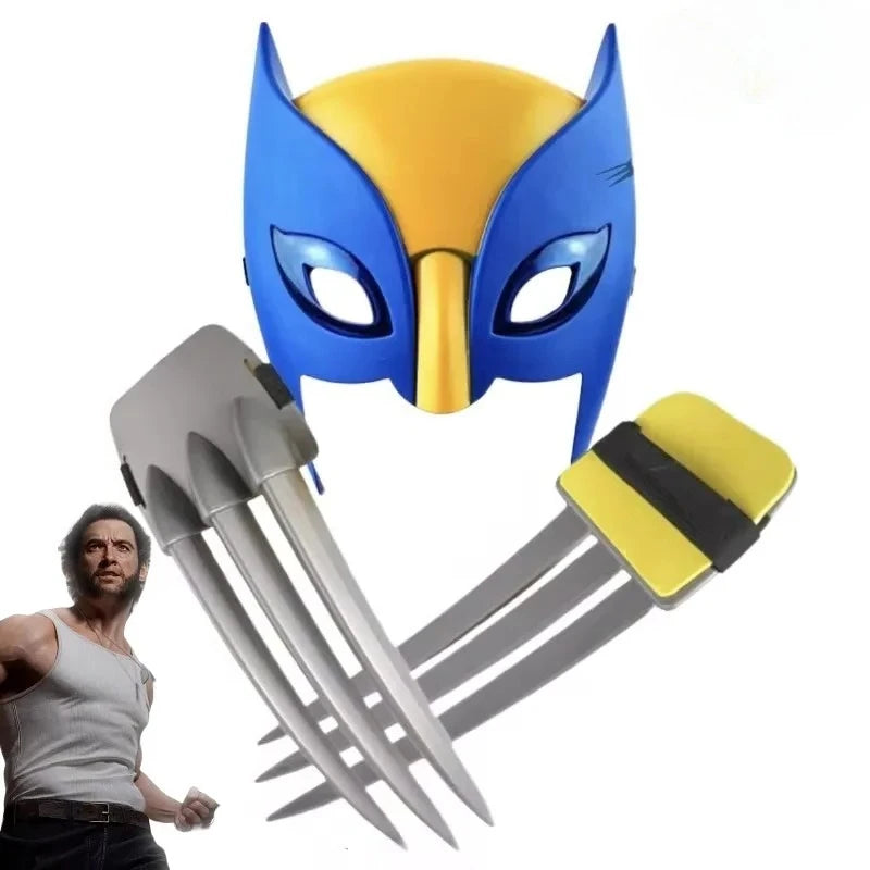 Kit cosplay Wolverine - Mască albastră și galbenă și gheare retractabile