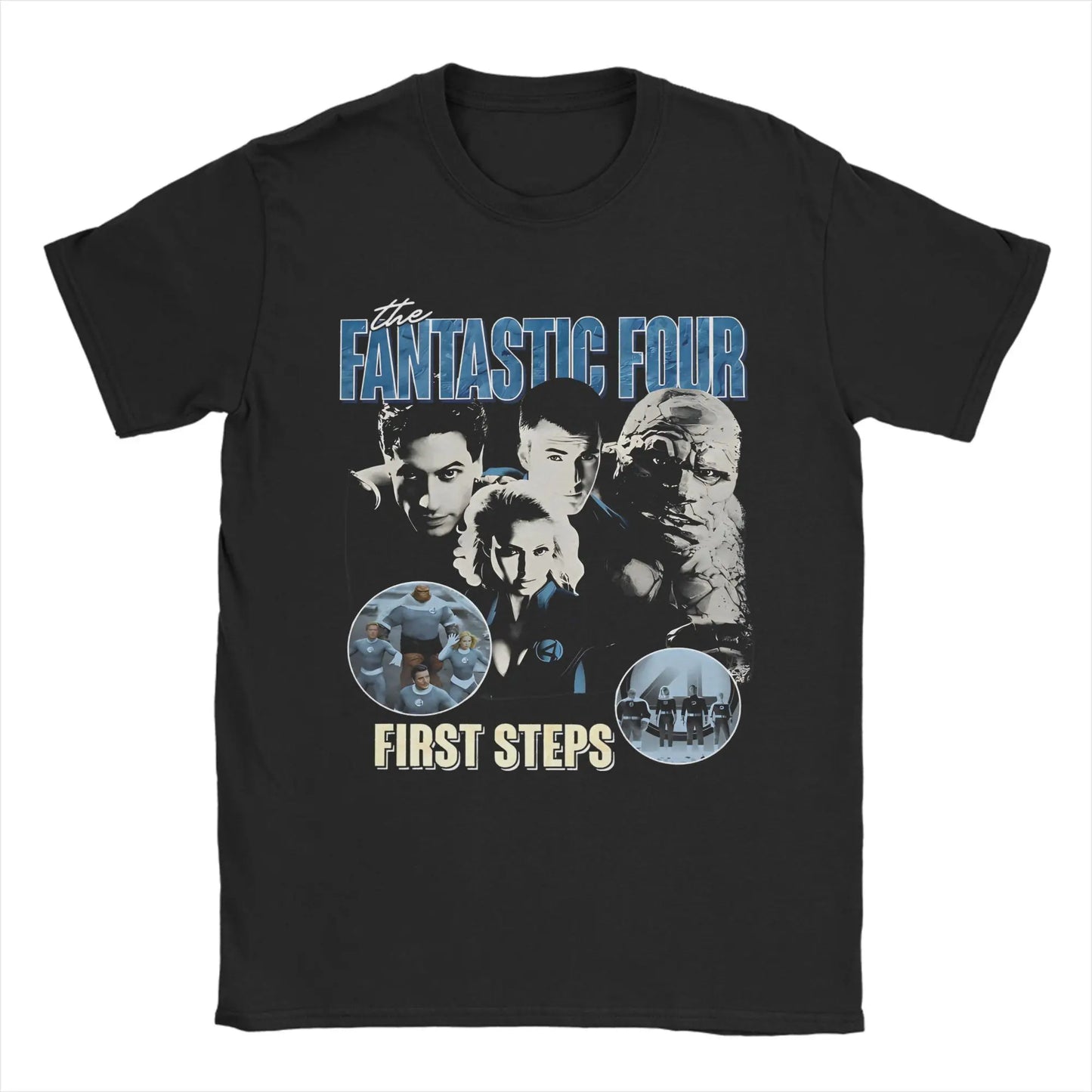 T-shirt The Fantastic 4 First Steps – poster rétro bleu unisexe