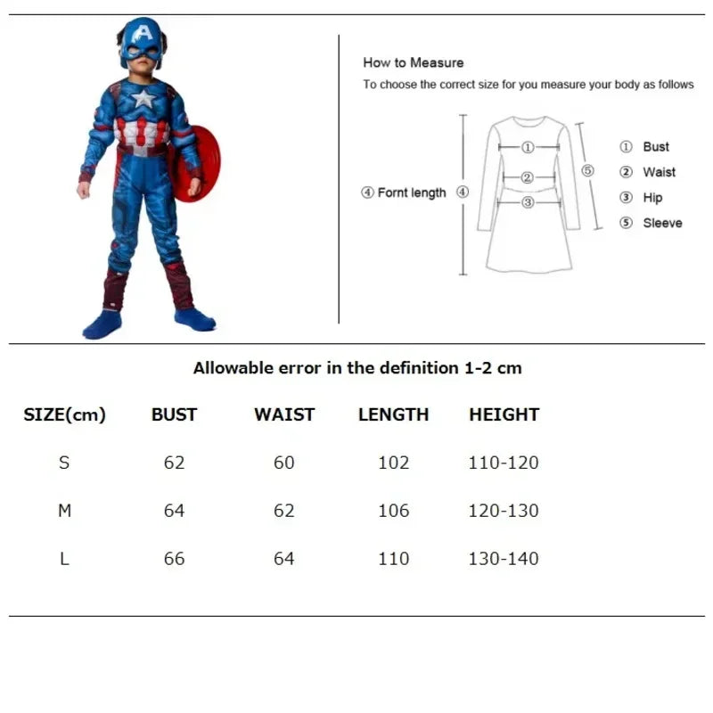 Costum pentru copii Captain America – combinezon musculos cu scut