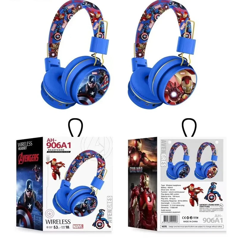 Avengers Iron Man Captain America Bluetooth-hovedtelefoner – Blå