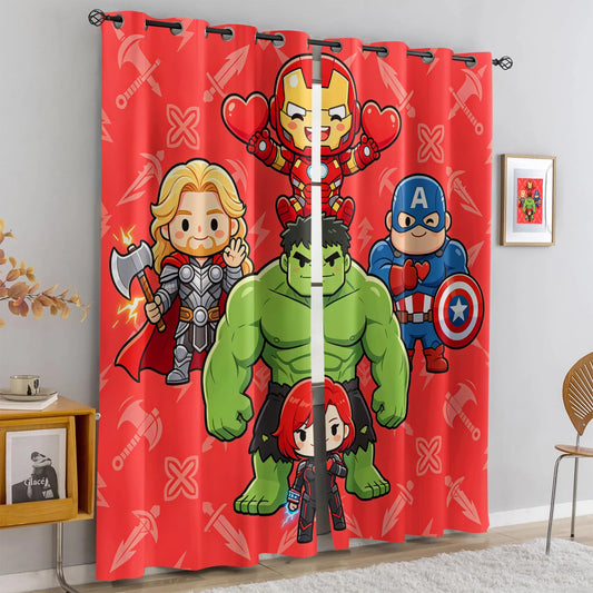 Zatemňovací závěsy Avengers Chibi – červené