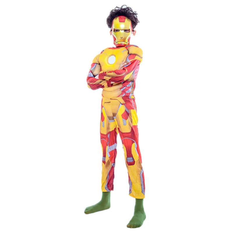 Costum cosplay pentru copii Iron Man - Combinezon musculos auriu