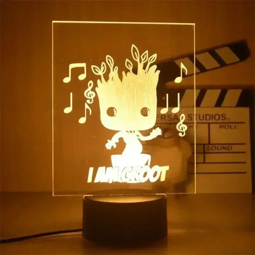 LED-lampa Avengers Groot – Musik, 3D, 18cm