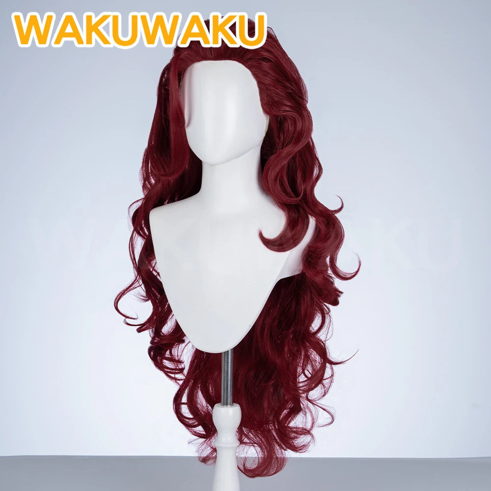 Scarlet Witch-paryk – bordeauxrødt, krøllet hår med diadem