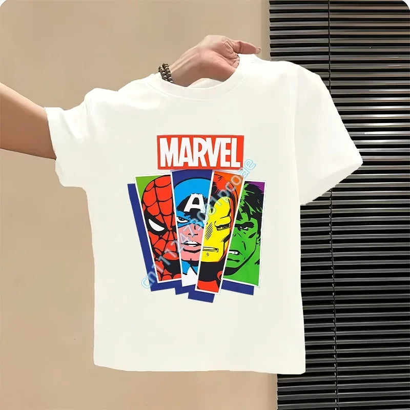 Kids' Avengers Marvel Portrait Stripes T-Shirt - White