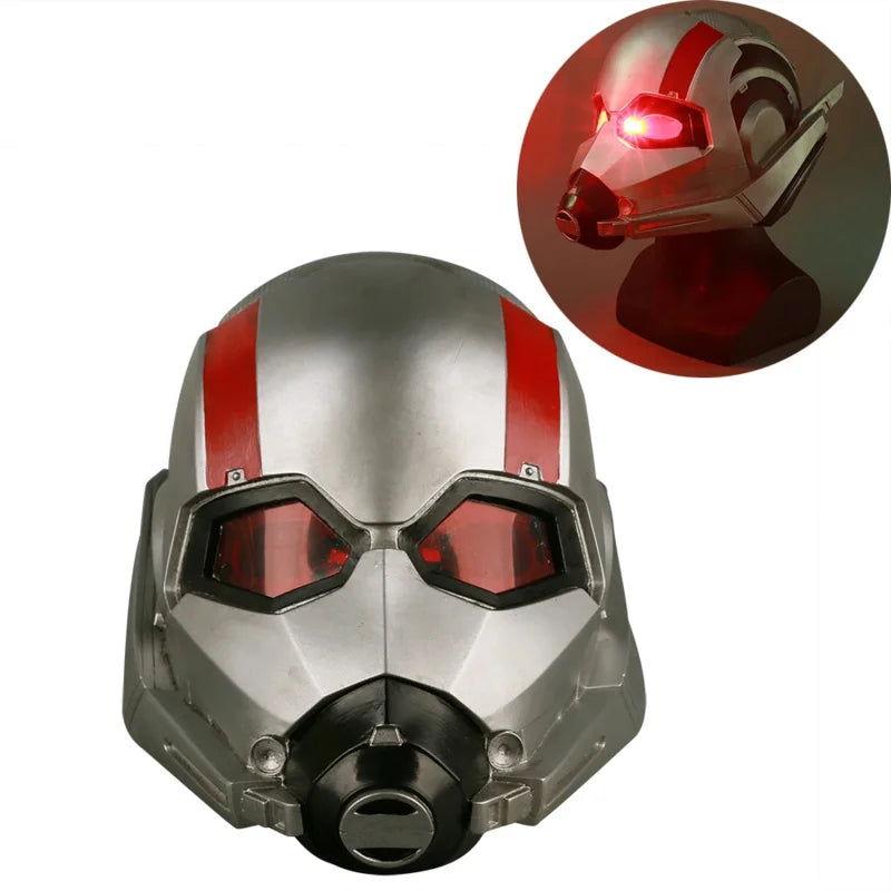 Cască Ant-Man – design gri-argintiu cu LED roșu