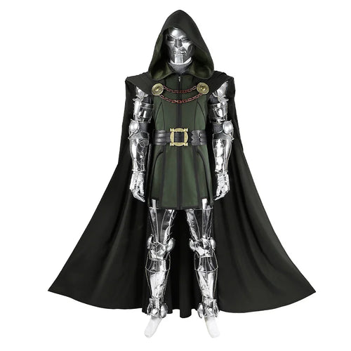 Kostým Doctor Doom - stříbrný overal s brněním a černým pláštěm