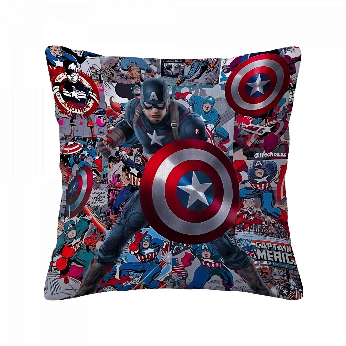 Captain America díszpárnahuzat – pajzsos kollázs