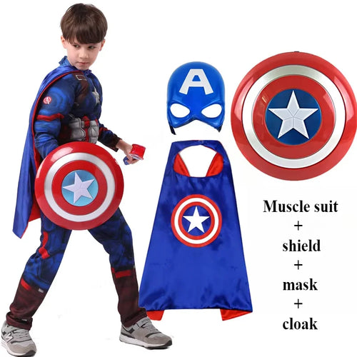 Dětský kostým Captain America – kombinéza se štítem, maskou a pláštěm