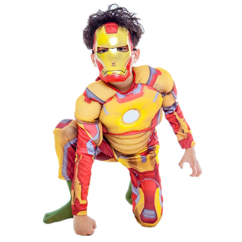 Costum cosplay pentru copii Iron Man - Combinezon musculos auriu