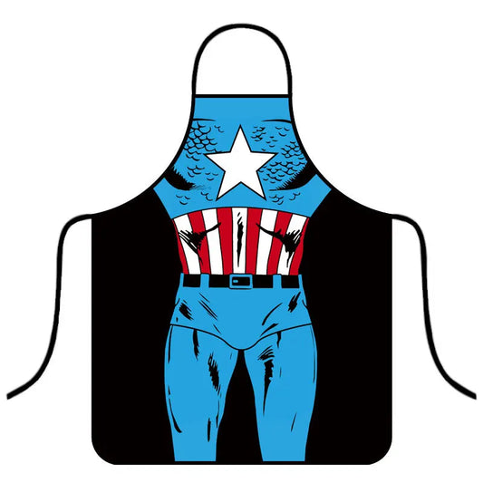 Avengers-forklæde Captain America – blå, rød og hvid brystkasse