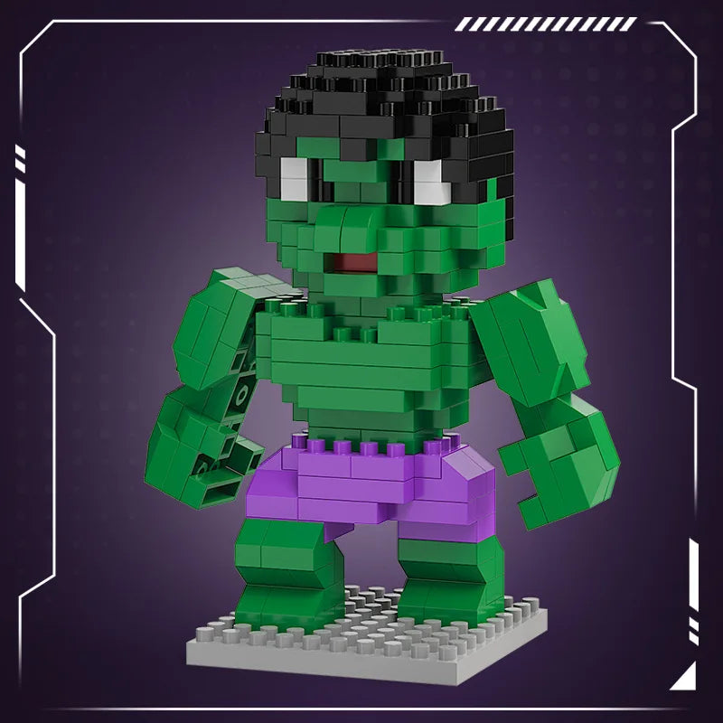 Blocuri de construcție Avengers Hulk Chibi – Verde și violet