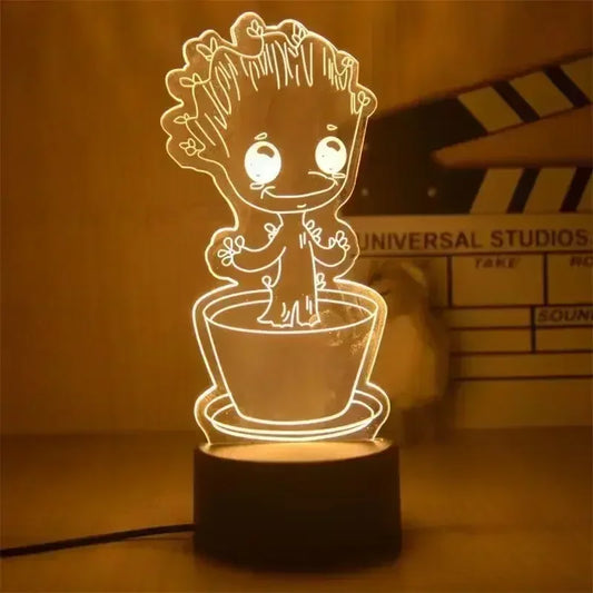 Candeeiro LED Avengers Baby Groot – Vaso, 3D, 18cm