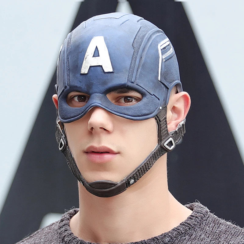 Balaclava de látex do Capitão América - Réplica de filme para cosplay