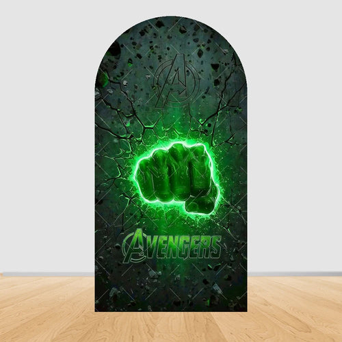 Fundal de petrecere arcadă Avengers Hulk - Pumn verde neon