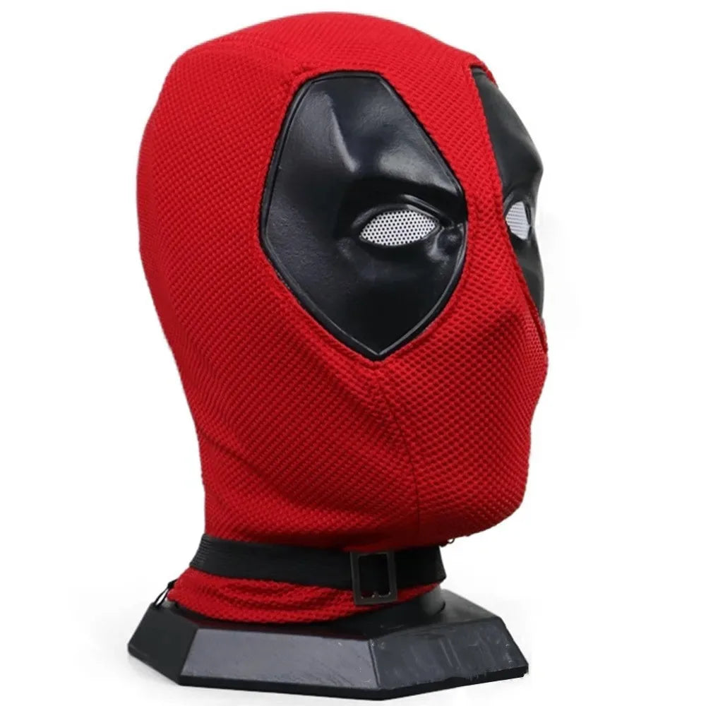 Deadpool-cosplaymask med huva – heltäckande i rött och svart tyg
