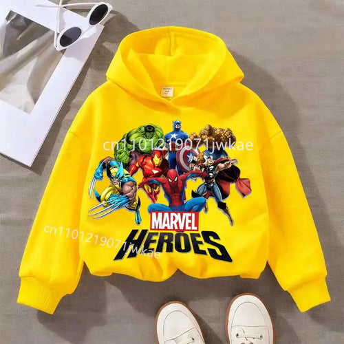 Kids' Marvel Heroes Group Hoodie - Yellow