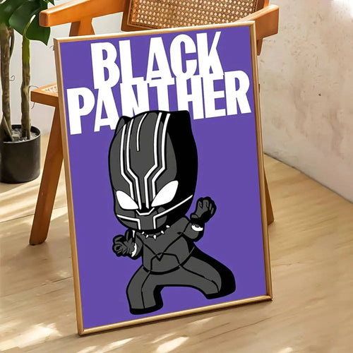 Chibi Fekete Párduc-poszter – lila háttér
