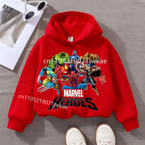 Dětská mikina s kapucí Marvel Heroes Group – červená