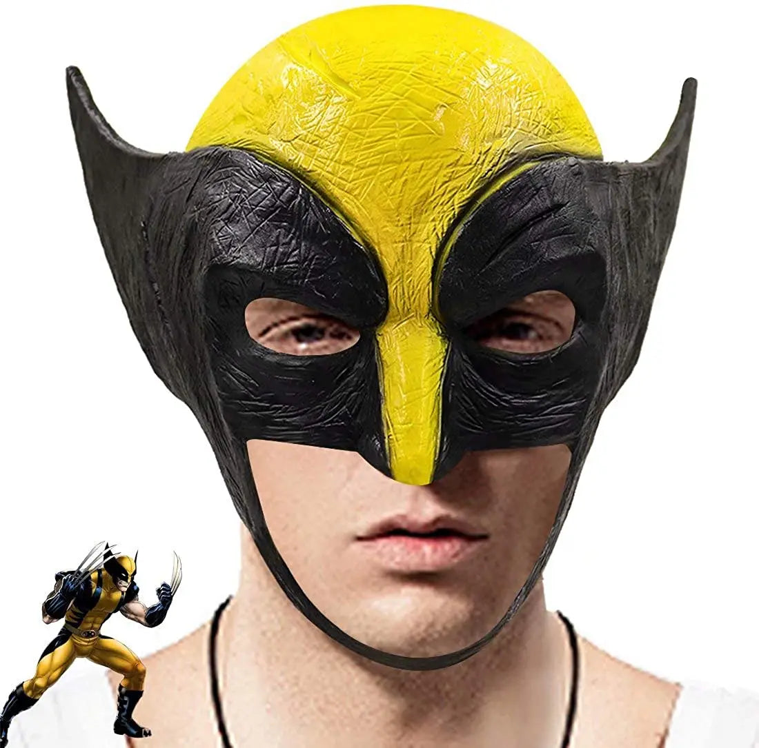 Wolverine-cosplaymask – gul och svart latexmask som täcker halva ansiktet