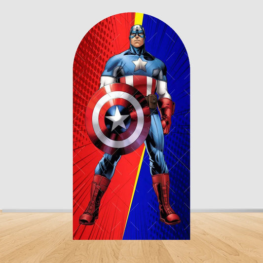 Narozeninová oblouková dekorace Avengers Captain America – červeno-modrý diagonální komiks