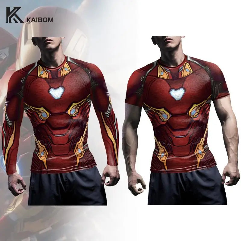 T-shirt de compressão Iron Man - Mangas curtas, armadura vermelha