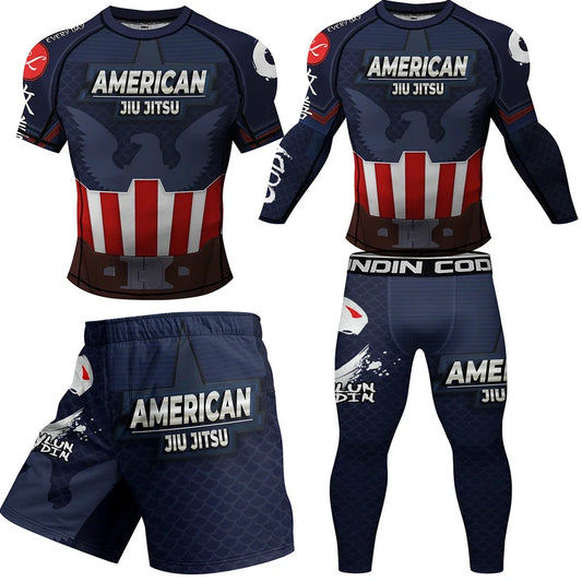 Souprava na jiu-jitsu Captain America – námořnicky modrý štít a orel