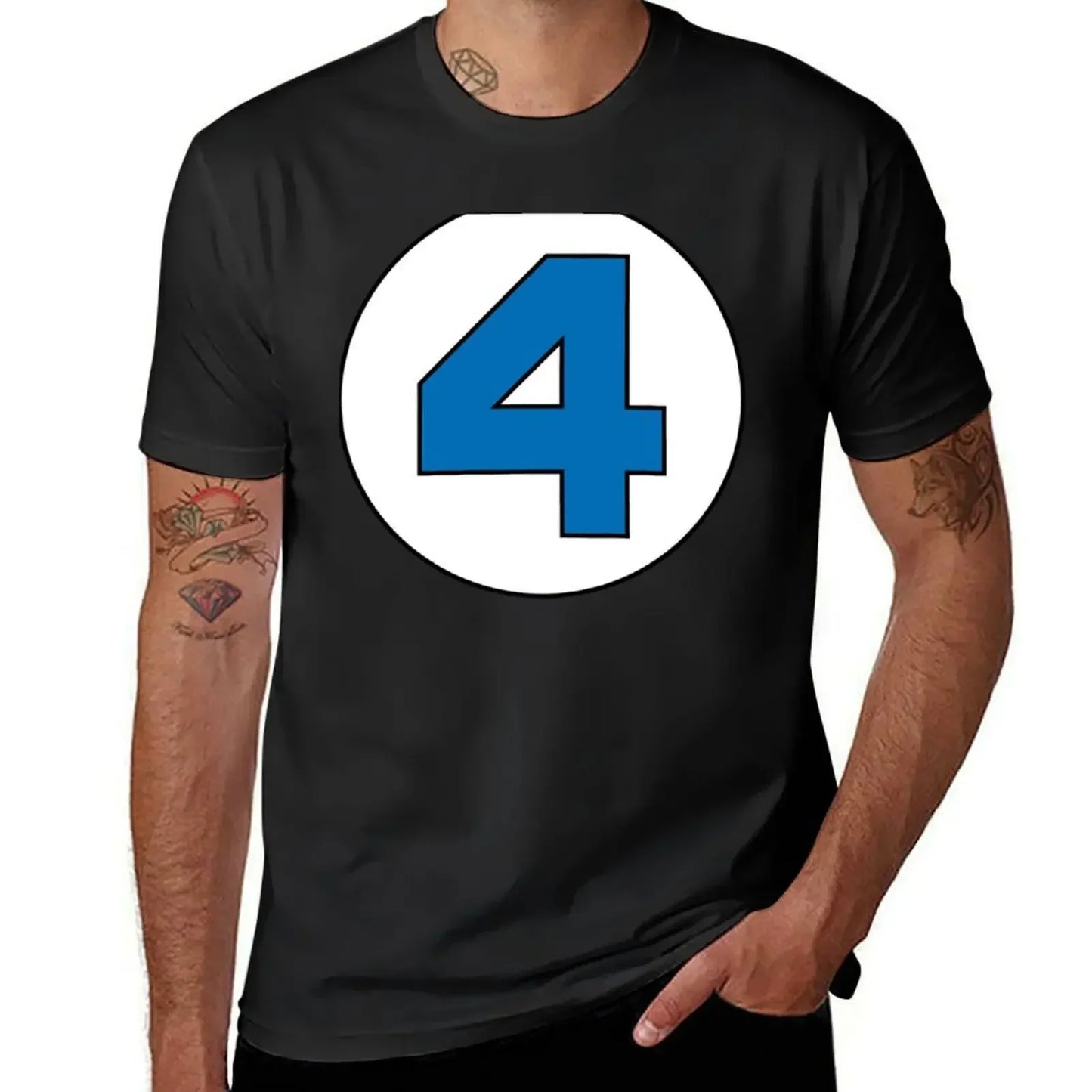 T-shirt The Fantastic 4 – stor rund logotyp i svart, oversize