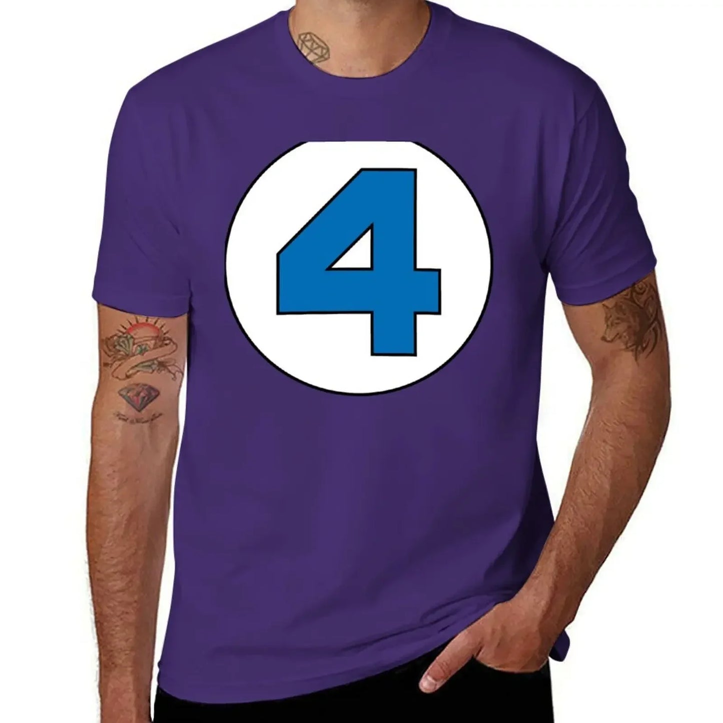 T-shirt The Fantastic 4 – stor rund logotyp i svart, oversize