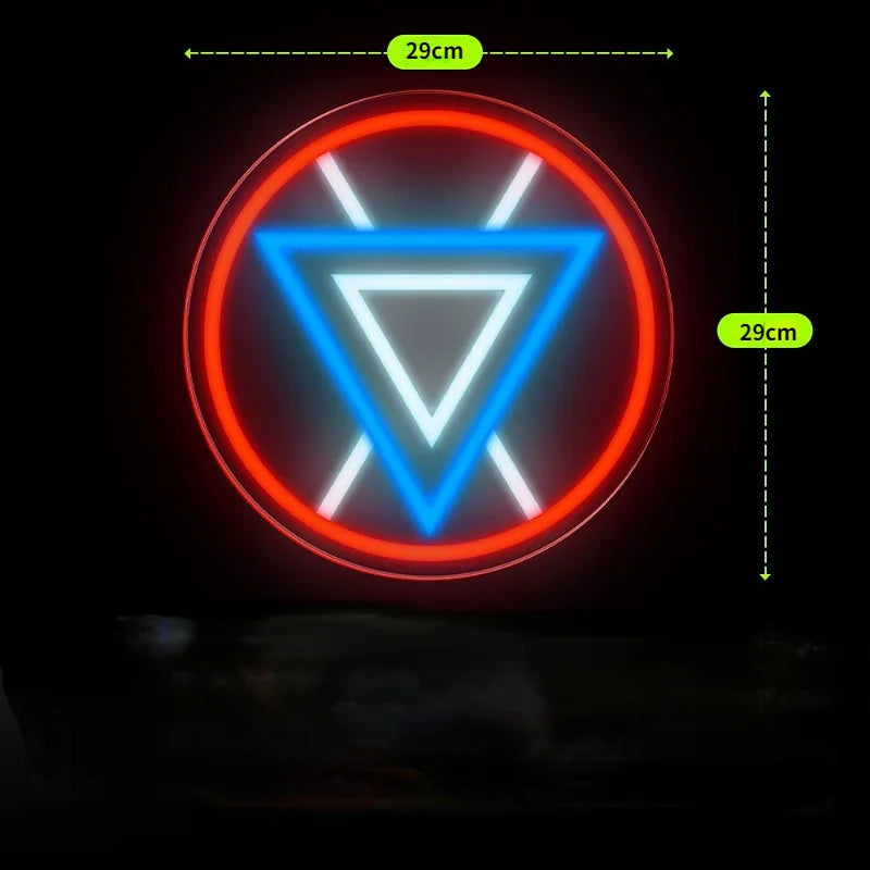 LED neon Avengers Iron Man – trojúhelníkový reaktor