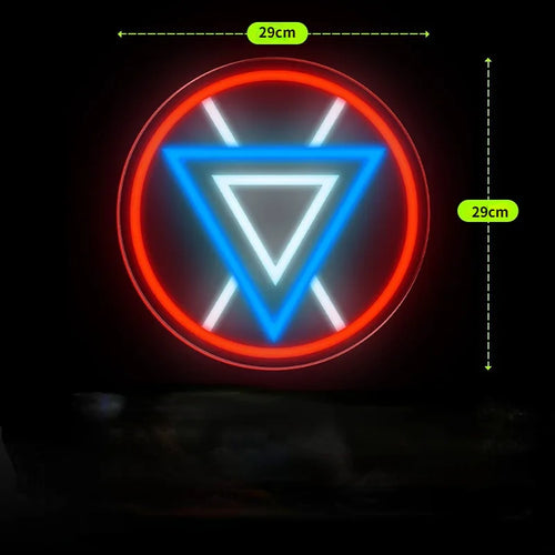 LED neon Avengers Iron Man – trojúhelníkový reaktor